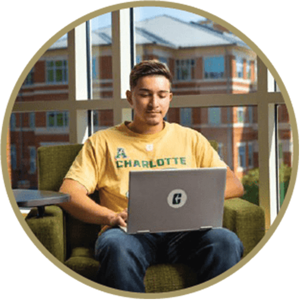 Student studying on a laptop